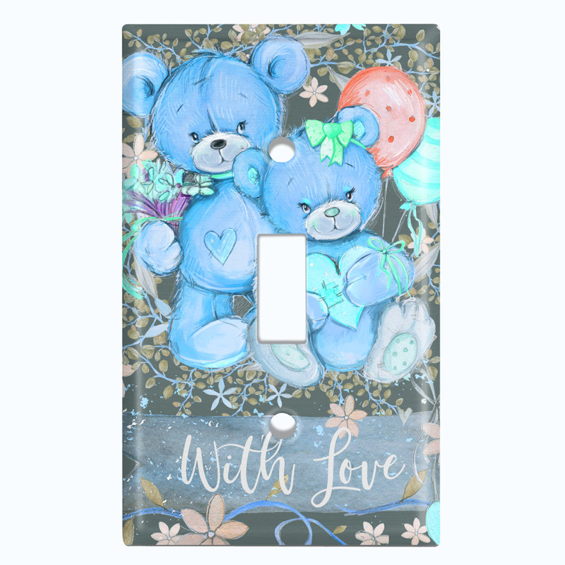 Plaque murale interrupteur à bascule fleurs et amour 1-Teddy Bears