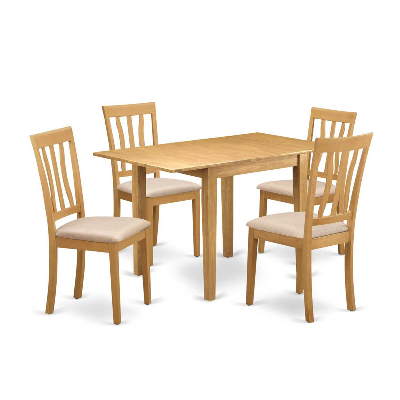 Natural Oak Finish Solid Wood Top-Dining Room Set, 5