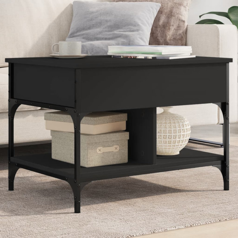 Nihat Lift Top Four Leg Coffee Table with Storage, Black