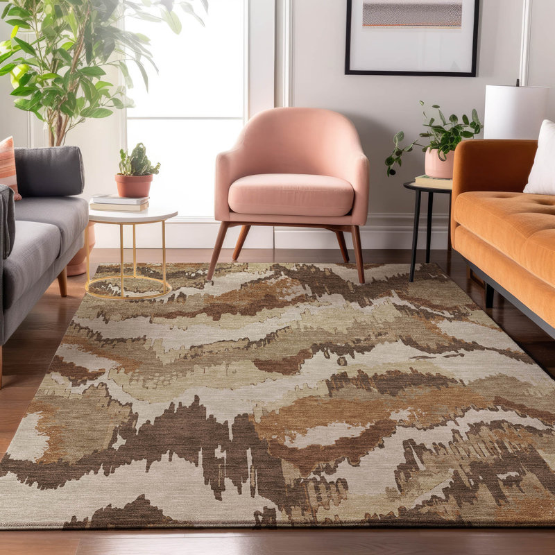 Premium Machine Washable Prisco Chocolate Rug, Rectangle 8' x 10'