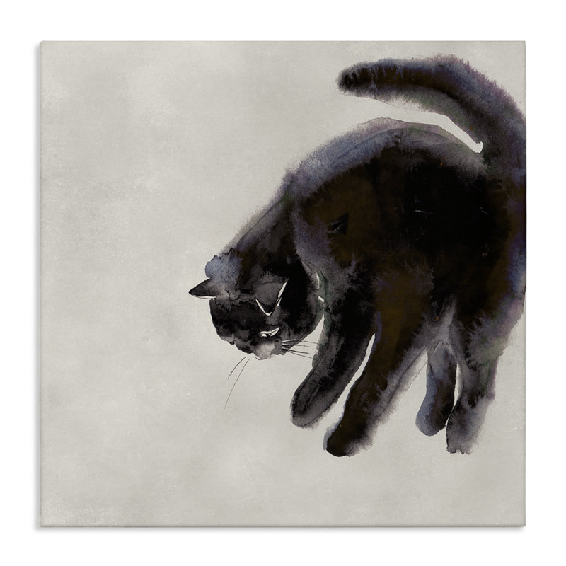 Art mural simple, aquarelle et chat par Melissa Wang, H 17 po x l 17 po