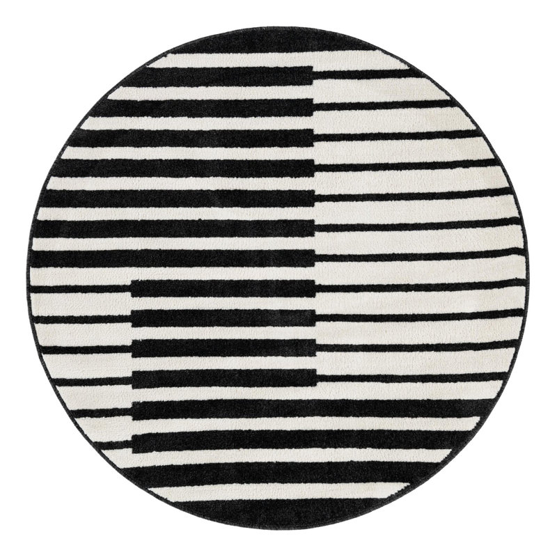 Latitude Run® Namsen Nikolis Rug Black, Round 5'1"