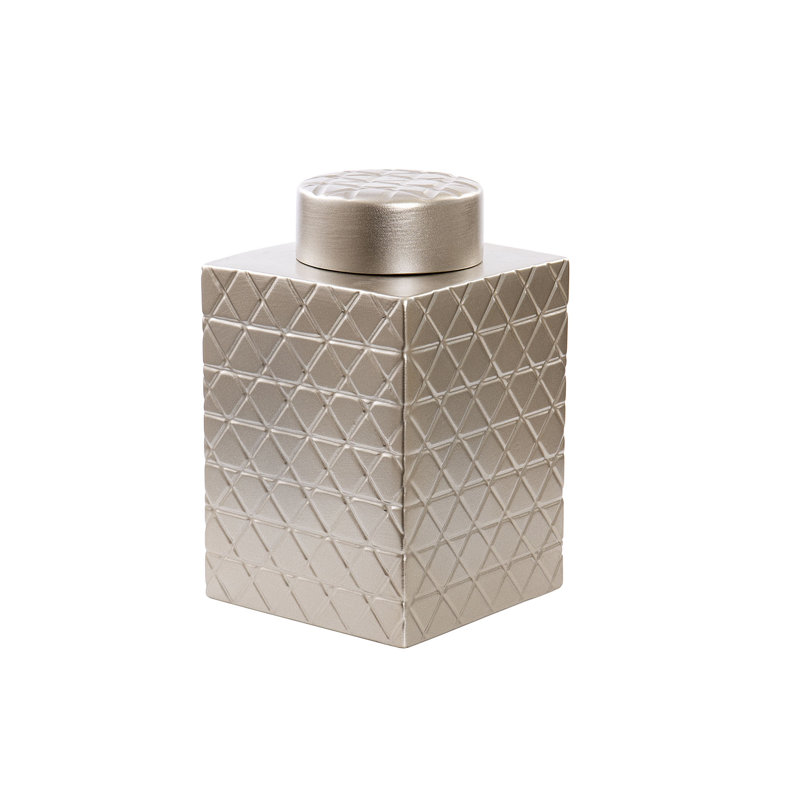 Ceramic Jar, 21cm H x 19cm W x 19cm D, Champagne