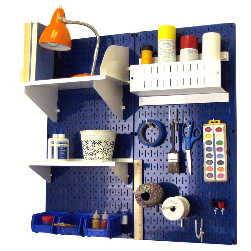 Hobby Craft Pegboard Organizer Storage Kit, Blue and White
