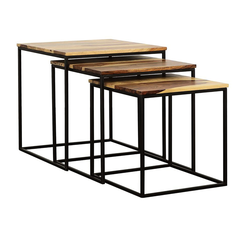 Tables gigognes 3 pièces Natural and Black