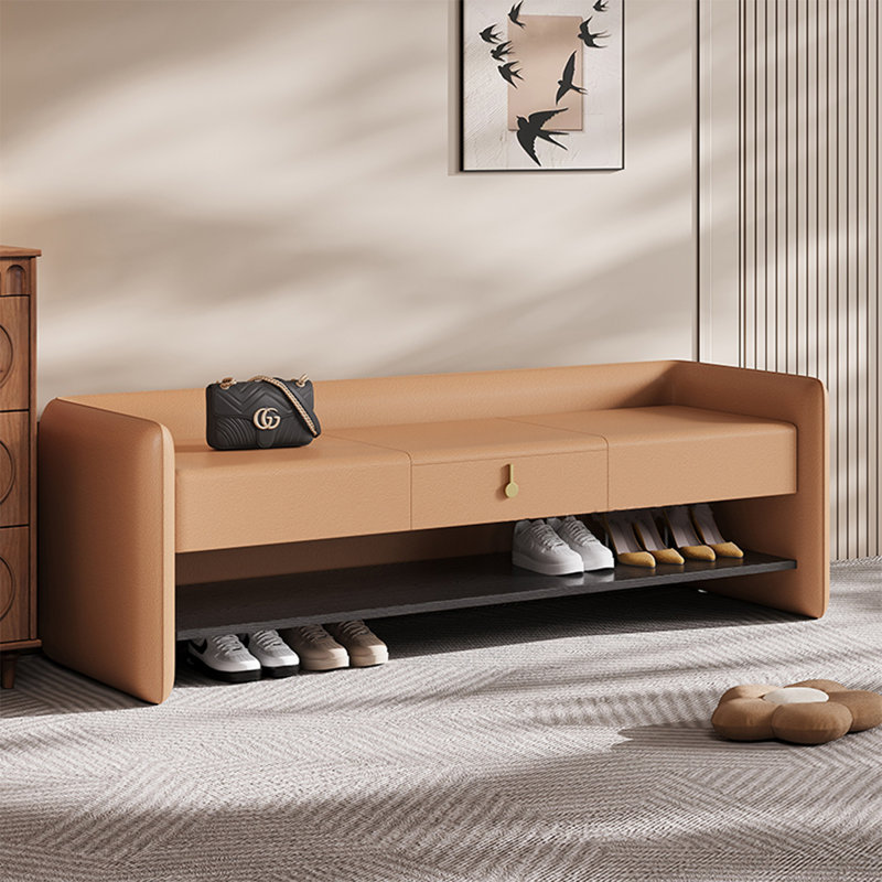 Banc de rangement rembourré pour chaussures, Orange
