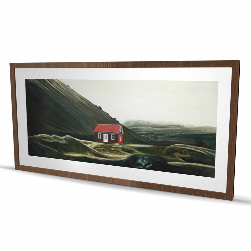 Cabane isolée - Impression de paysage encadré, H 48 po x l 24 po, Brun