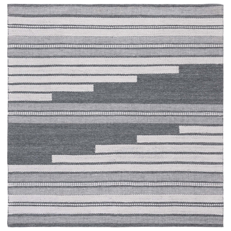 Kilim Hand Woven Performance Striped Rug, Square 6'