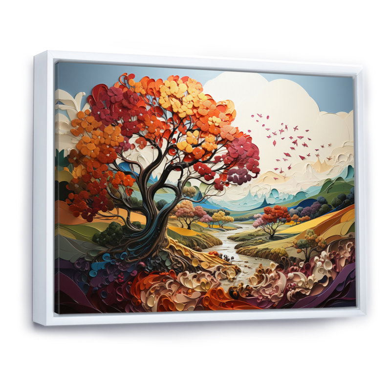 Rainbow Charm Evocations - paysages, impressions d'art mural, Cadre flottant blanc, H 24 po x l 32 po x P 1 po