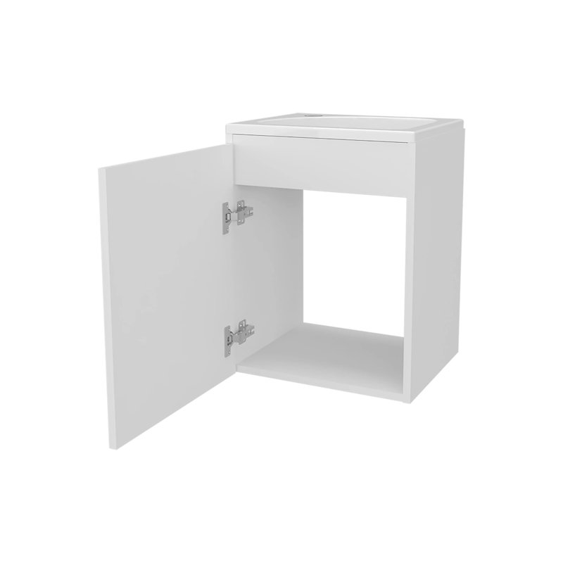 Meuble-lavabo avec lavabo et robinet intégrés, Blanc