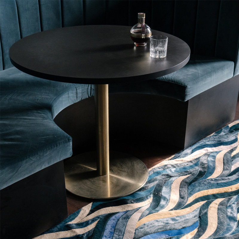 Blue and Teal Cowhide Rectangular Area Rug