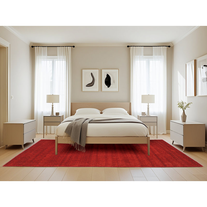 Tapis de zone rouge contemporaine, Rectangle 5 pi 0 po x 8 pi 0 po