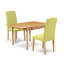 L'ensemble de table de salle à manger 3 pièces contient une table de salle à manger rectangulaire avec Dropleaf et 2 chaises rembourrées en lin Limelight, chêne-109975703-112673218-109975704