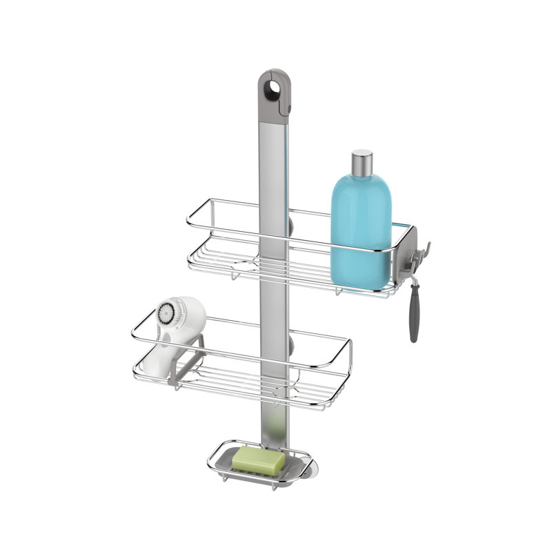 Medium Stainless Steel Adjustable Shower Caddy with Suction Mount