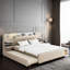 Grand lit avec lampes de lecture intégrées, tête de lit escamotable et lit gigogne-110603064
