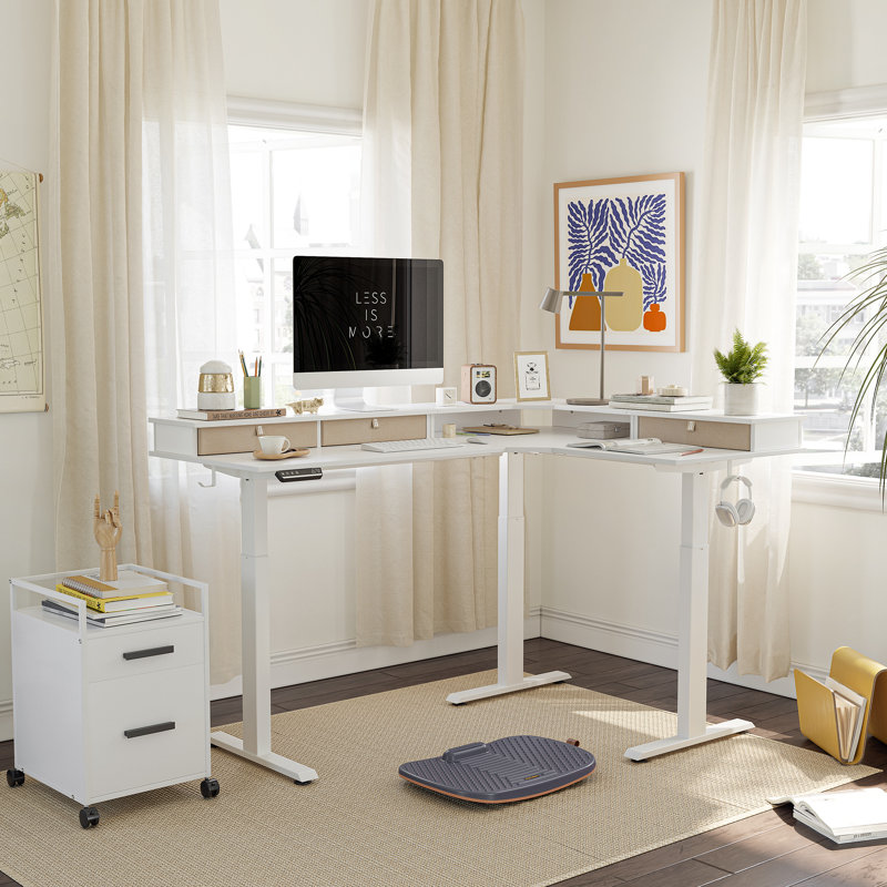 Bureau debout à triple hauteur réglable, Blanc / blanc
