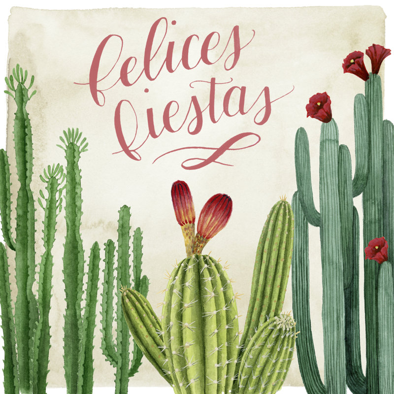 Christmas Cactus II - Wrapped Canvas Print, 30cm H x 30cm W 