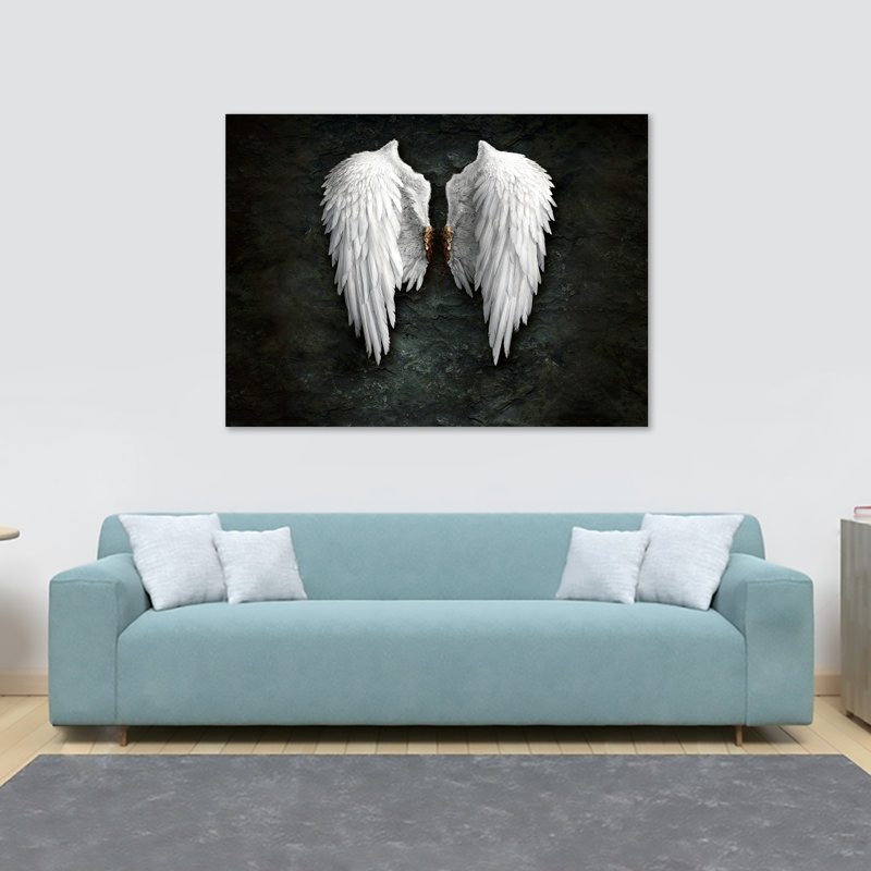 White Angel Wings - Wrapped Canvas Print, 30.5cm H x 40.6cm W x 3.8cm D