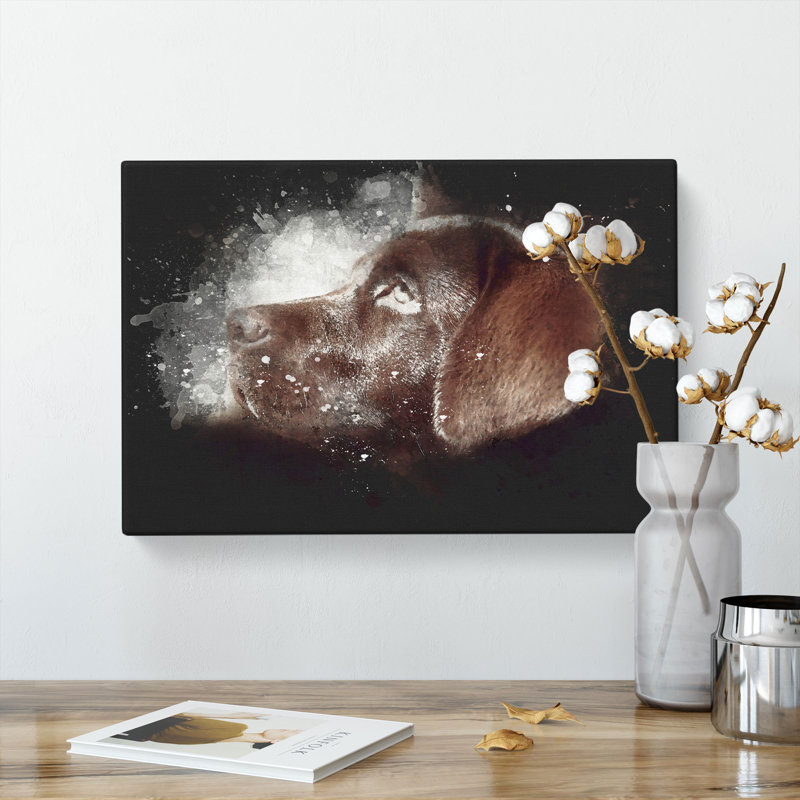 Chocolate Labrador Portrait - Wrapped Canvas, 60cm H x 91cm W x 3cm D