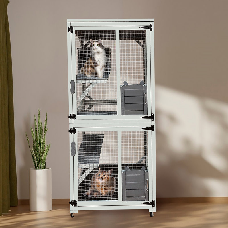 Enclos pour chat en bois exceptionnel avec de multiples caractéristiques pour les animaux de compagnie
