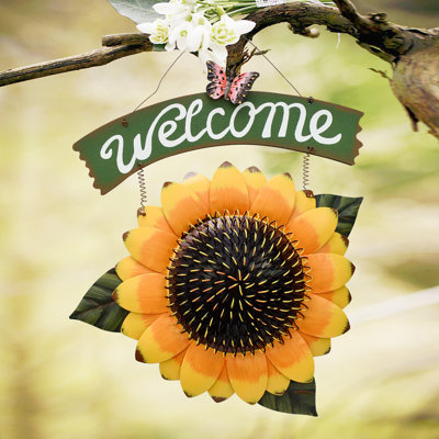 Panneau de bienvenue en métal tournesol