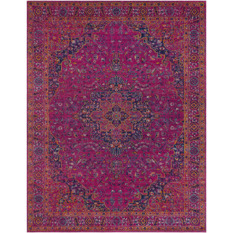 Hillsby Machine Woven Garnet/Navy Area Rug, Rectangle 7'10" x 10'3"