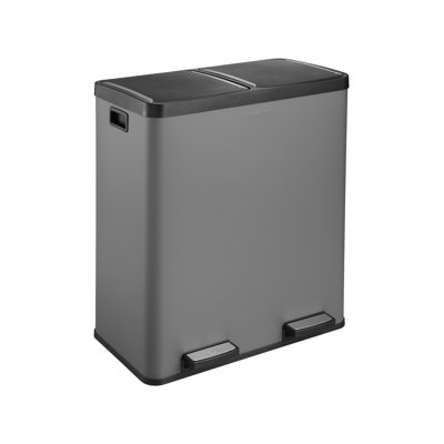 Extra Large Dual Trash & Recycling Bin, 18.5 Gallon (70L) Stainless Steel Step-On Kitchen Garbage Can, 2 Removable Inner Buckets, Soft-Close Lid, Fingerprint-Resistant, Heavy-Duty Design