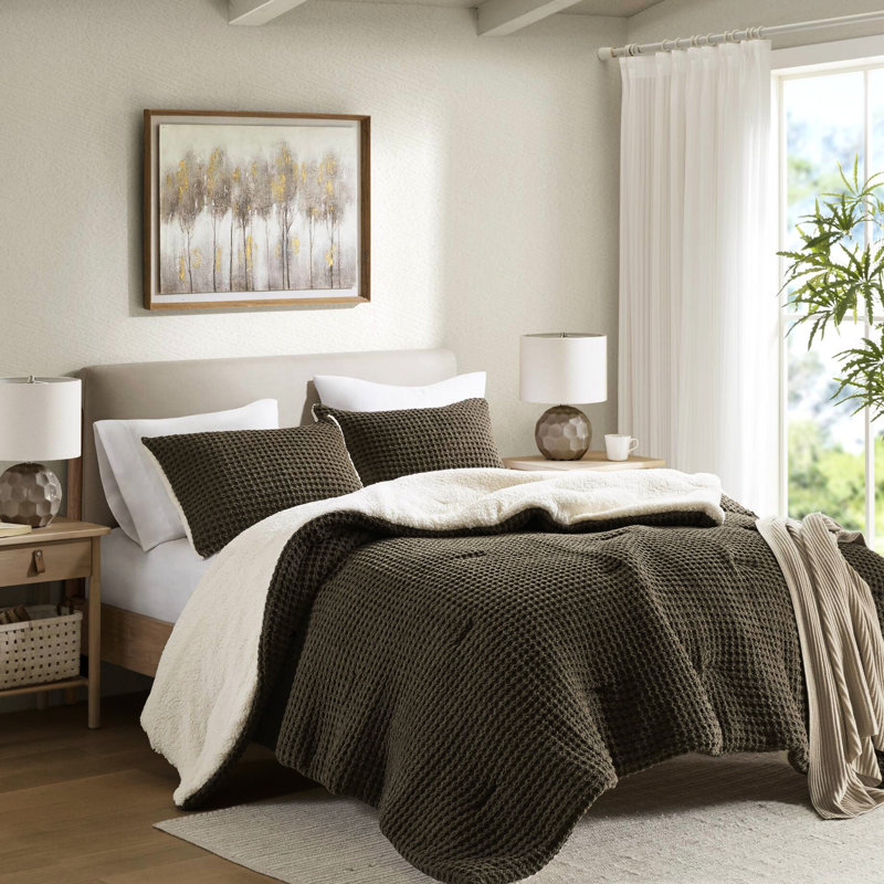 Édredon en tricot gaufré double / grand - Chenille 100% rembourré confort moderne