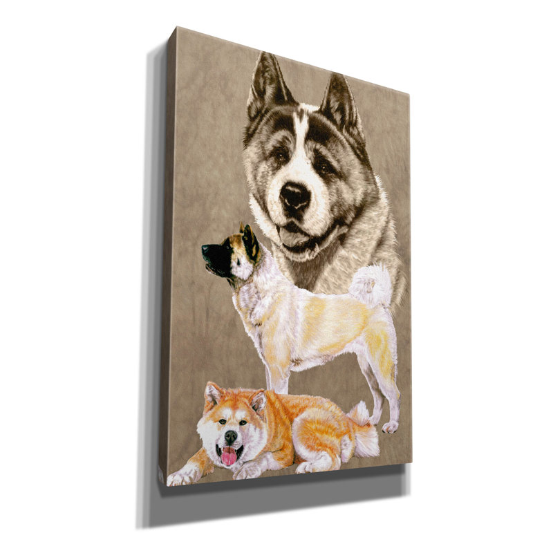 Akita sur toile par Barbara Keith, H 18 po x l 12 po x P 0,75 po