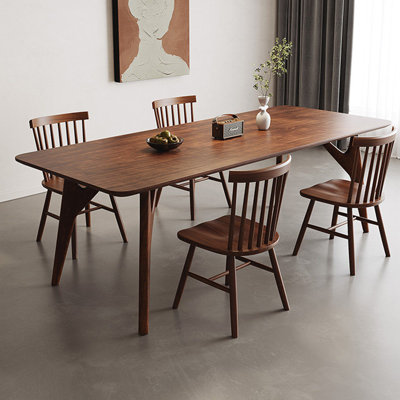 Brown Rectangular Solid Wood A-Frame Dining Table