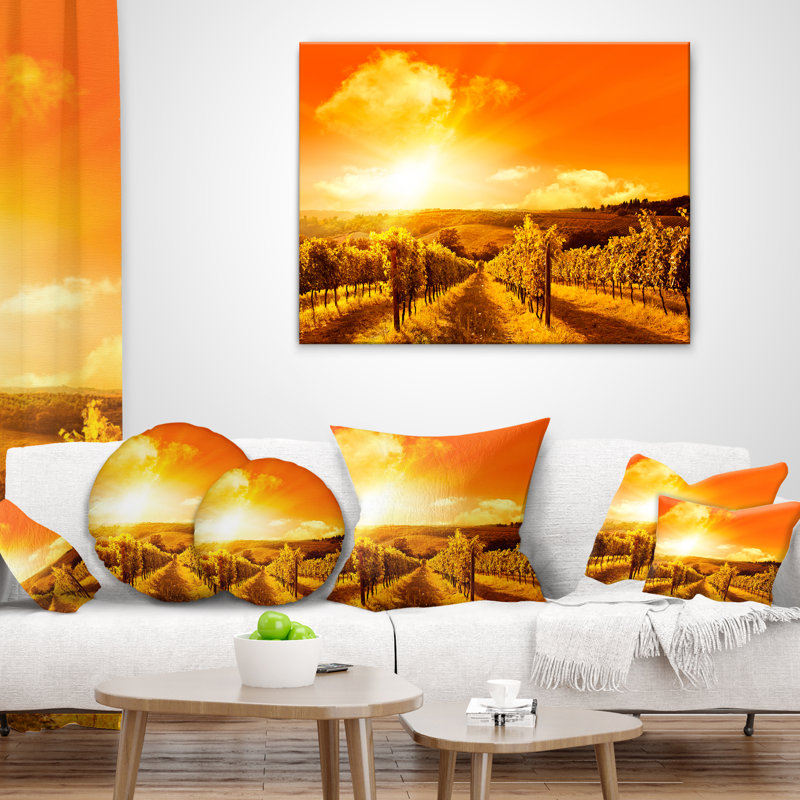 Coussin Schafer Scenic Sunset Road en Italie, 16 po x 1 po, Coussin décoratif