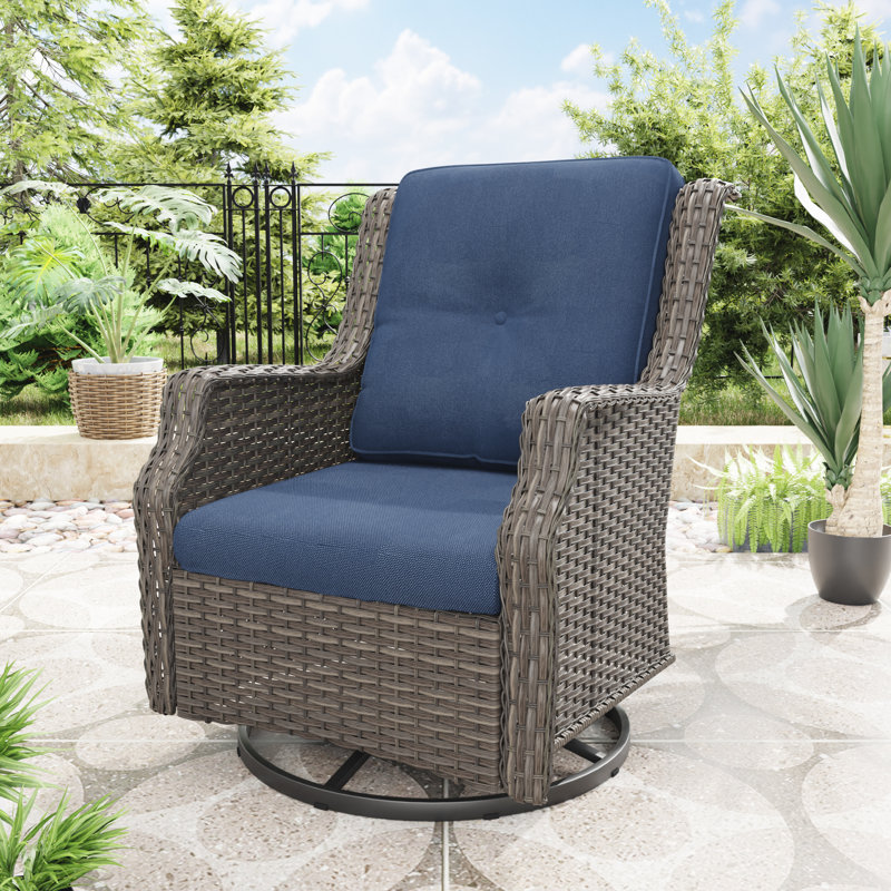 Chaise de patio pivotante avec coussins Nawatha, Bleu