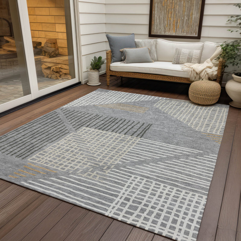 Machine Washable Indoor/Outdoor Jenning ACN2270 Stripes Rug, Rectangle 5' x 7'6"