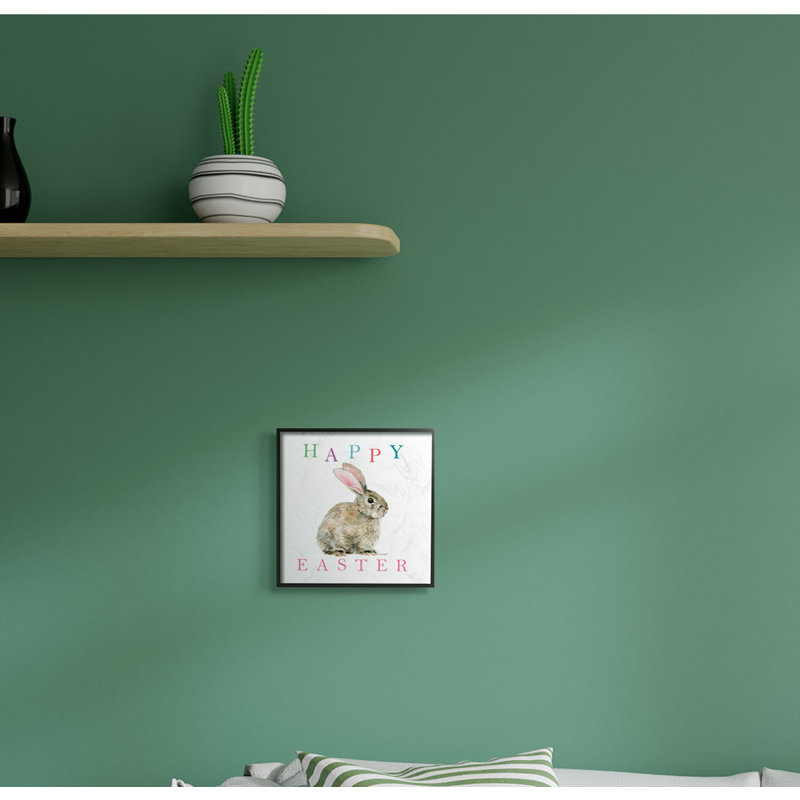 Joyeuse Pâques avec le lapin Woodland, H 12 po x l 12 po, Cadre noir