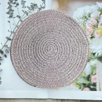 4 Piece Handmade Braided Cotton Cord Heat Resistant Round Placemats