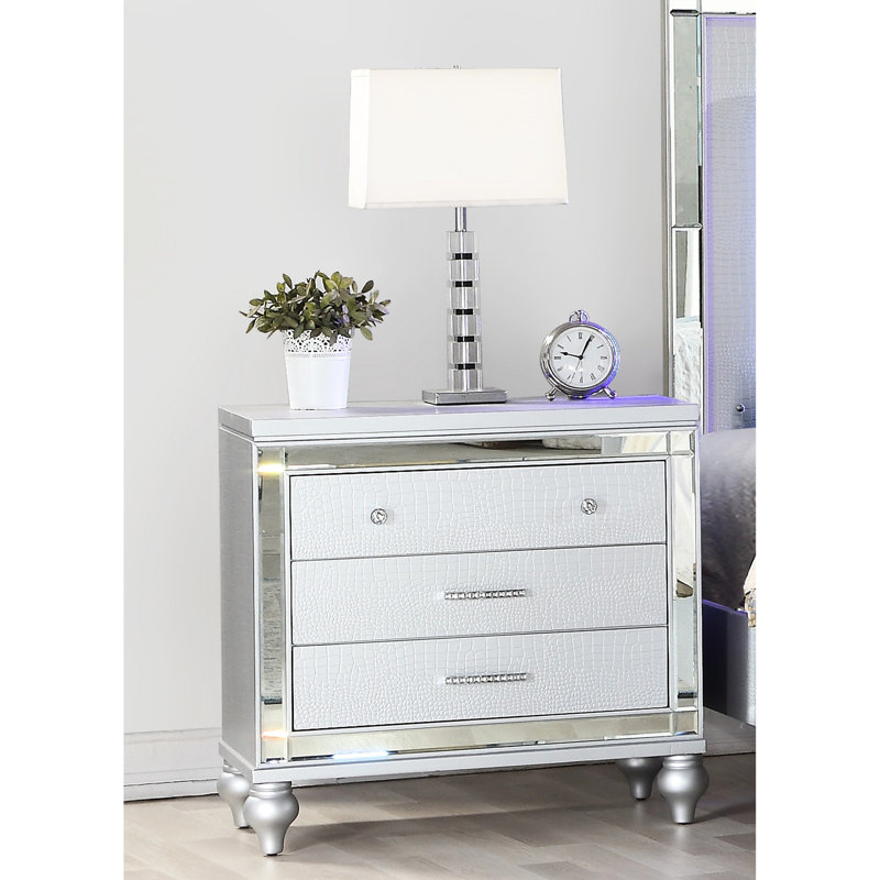 Table de chevet Modern 3 avec détails de miroir