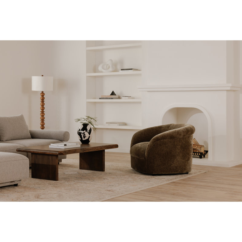 Upholstered Armchair, Dark Green Performance Chenille