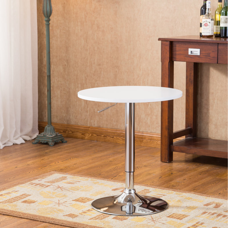 Table haute réglable Coveney, Blanc, Chrome chrome