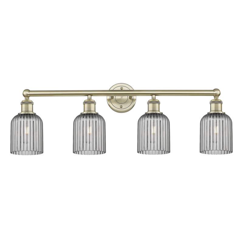 Fiennes 4 - Light Dimmable Vanity Light, Antique Brass, Smoke Gray