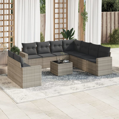  Ensemble de canapé de jardin gris clair pour les meubles, gris foncé pour les coussins