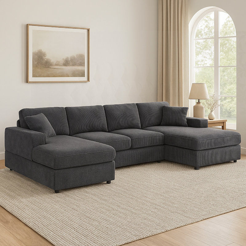 Canapé modulaire 3 pièces en velours côtelé 3 pièces, Gris
