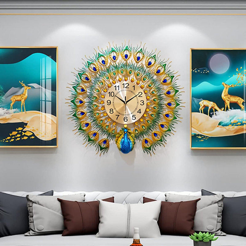 Large Peacock Hanging Clock