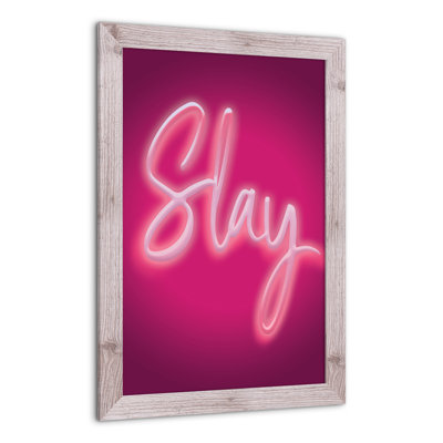 «Stay Neon», reproduction encadrée rose