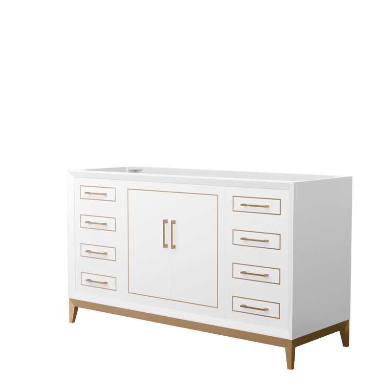 59.75'' Single Bathroom Vanity Base Only, White/Brown