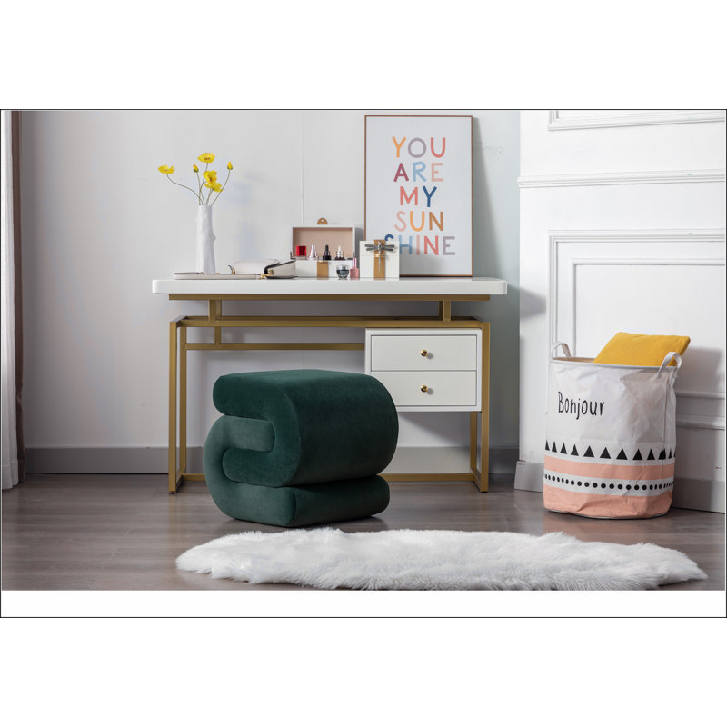 017s-S-tabouret de maquillage en velours, Vert