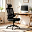 Chaise de bureau ergonomique en maille respirante avec appui-tête réglable, soutien lombaire, dossier inclinable de 90° à 125°, coussin d'assise en mousse à mémoire de forme, roulettes silencieuses, capacité de charge de 136 kg (kaki, noir, gris, bleu, blanc et noir)-426566811