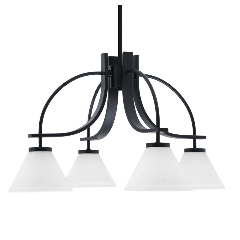 Lustre avec lumière Cavella, Noir mat, H 14,25 po x l 26,25 po x P 26,25 po, 4