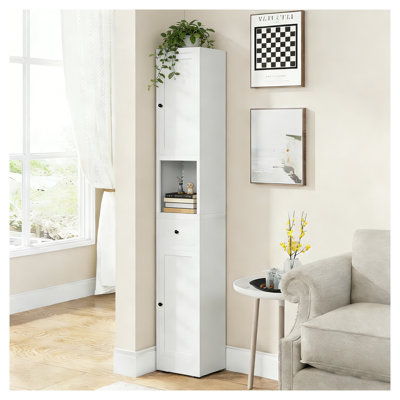 Armoire de rangement pour salle de bain étroite 71 po avec tiroirs et portes