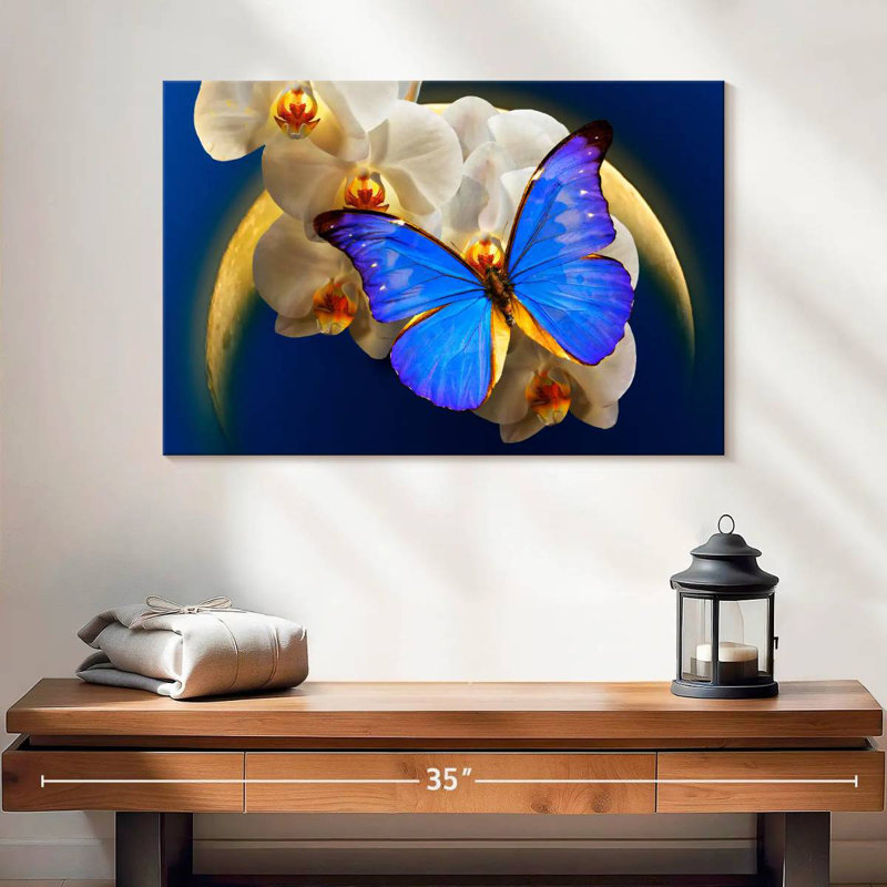 Papillon Morpho au clair de lune, H 16 po x l 24 po