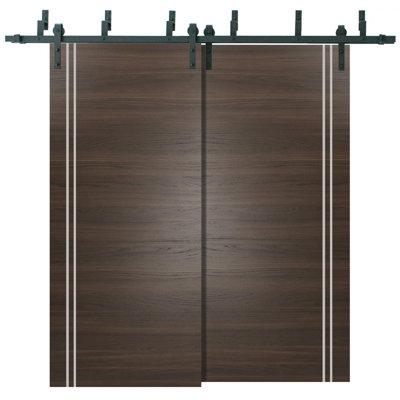 Solid + Manufactured Wood Paneled without Installation Hardware Kit Barn Door